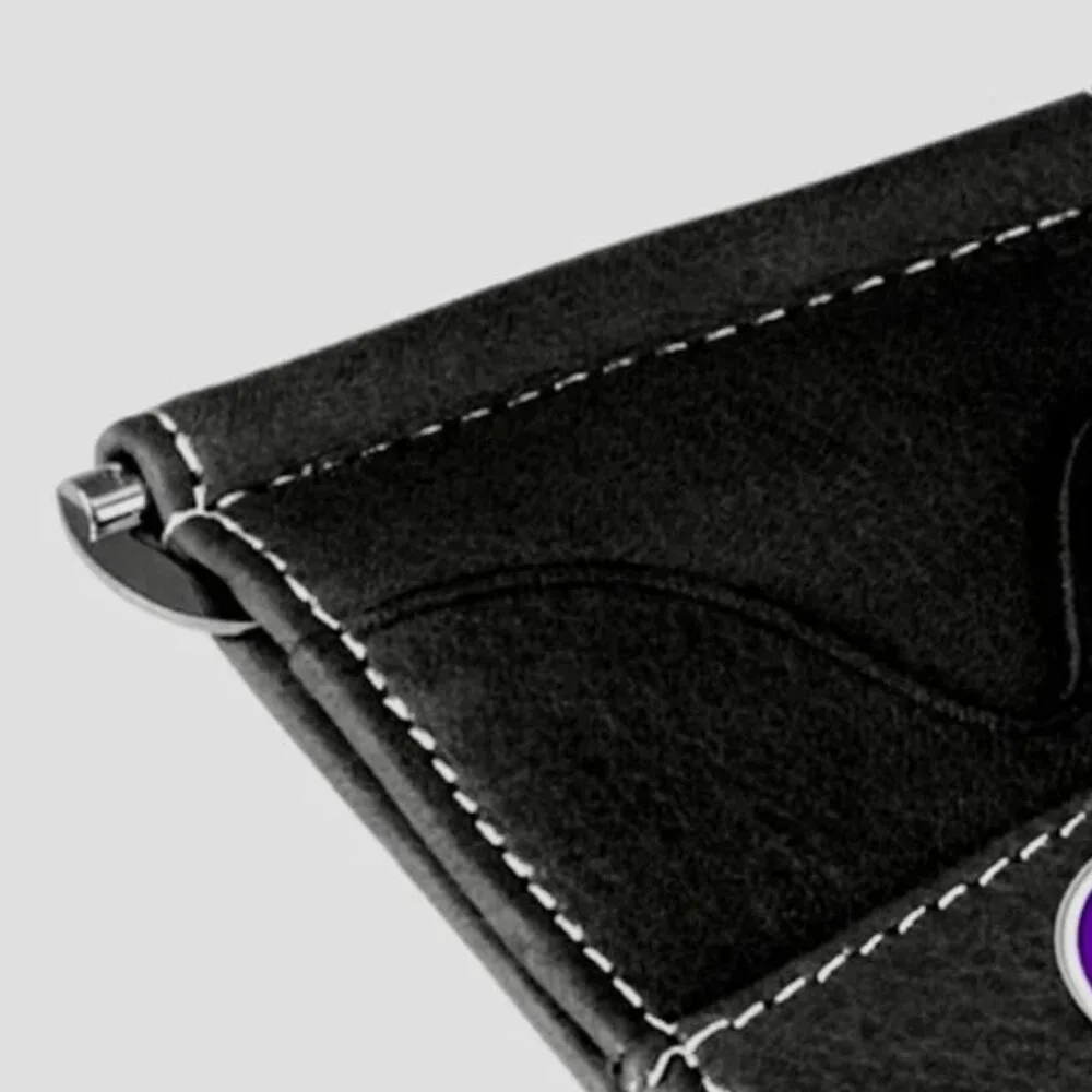 Northwestern Wildcats Leather Money Clip Wallet Black 4 Card Slot ID Window